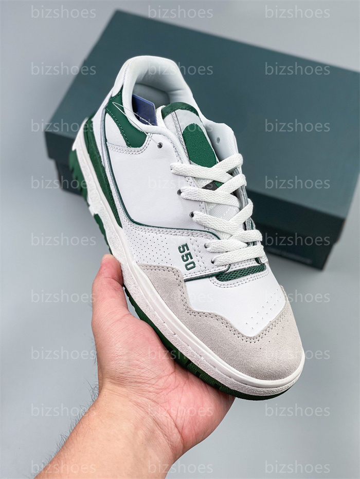 

BB550 Sports Shoe White Navy Green Unisex Outdoor Sneakers New 550 Running shoes Skate Trainer, 01