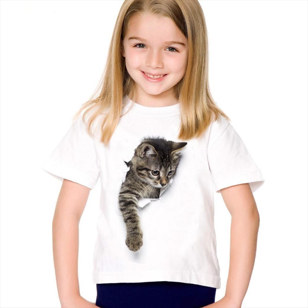 

Fashion Summer Cute Children Brand Clothing For Kids Girl Short Sleeve Print 3d Cat T Shirts Tops Baby Clothes, Color3