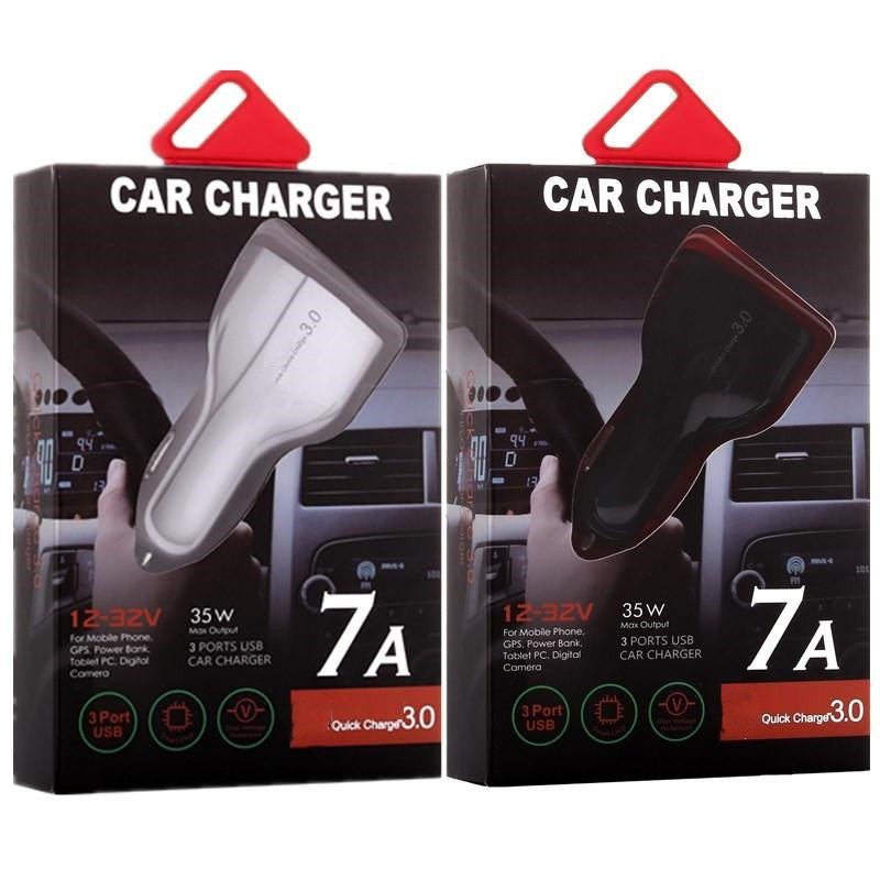 

Type c PD car charger 3 Usb Ports fast quick charging auto power adapter 35W 7A car chargers for ipad iphone 8 x 12 13 samsung s7 s8 android phone