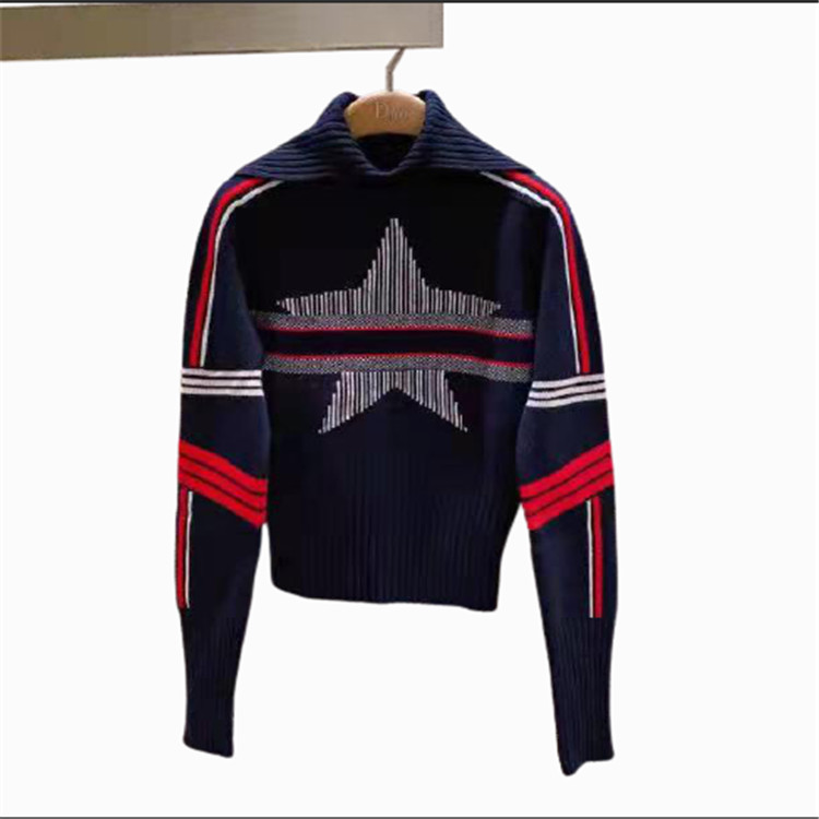 

luxury clothes 20SS woman designer sweaters casual knit contrast color long-sleeved Autumn And Winter fashion classic women jumper, Beige1