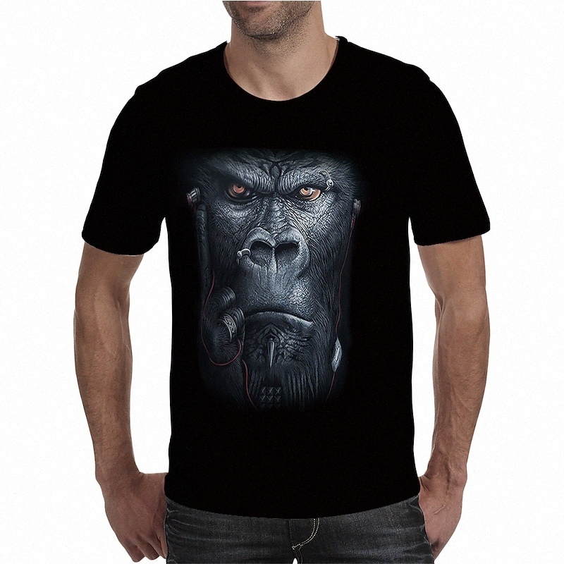 Chemise T-shirt Hommes 3D Imprimer Graphic Animal Plus Taille Taille Cou Gold Jour Daily Holiday Print Housses à manches courtes Élégante Noir Ex