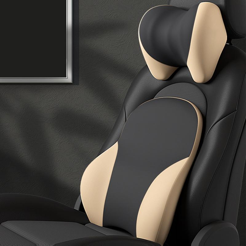 

Seat Cushions 1pcs Car Neck Pillows Both Side Pu Leather Pack Headrest Lumbar Pillow Filled Fiber Universal
