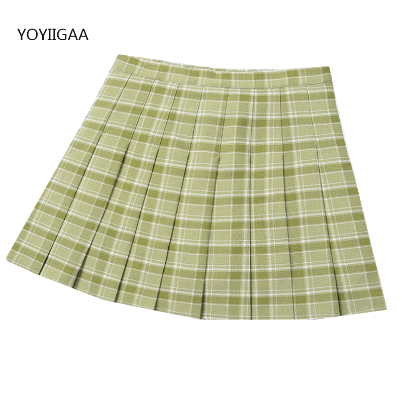 

2021women pleat skirts 2021 summer sweet womens plaid skirt high waist a-line ladies mini skirts fashion chic girls short skirt, Black