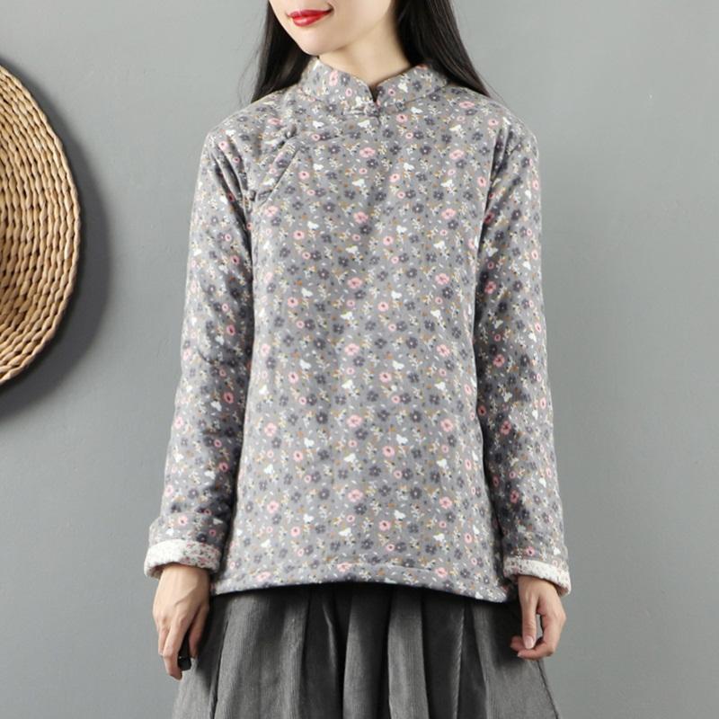 

Ethnic Clothing 2021 Fashion Chinese Style Women Vintage Winter Jackets Casual Quilted Coats Loose Floral Ladies Tops 31358