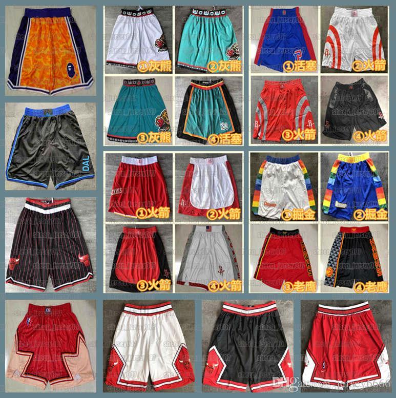 

Mens 2021 team 76er Basketball Shorts Pistons Bulls Heat Stitched Pocket Short Los Angeles Lakers Sweatpants, Black