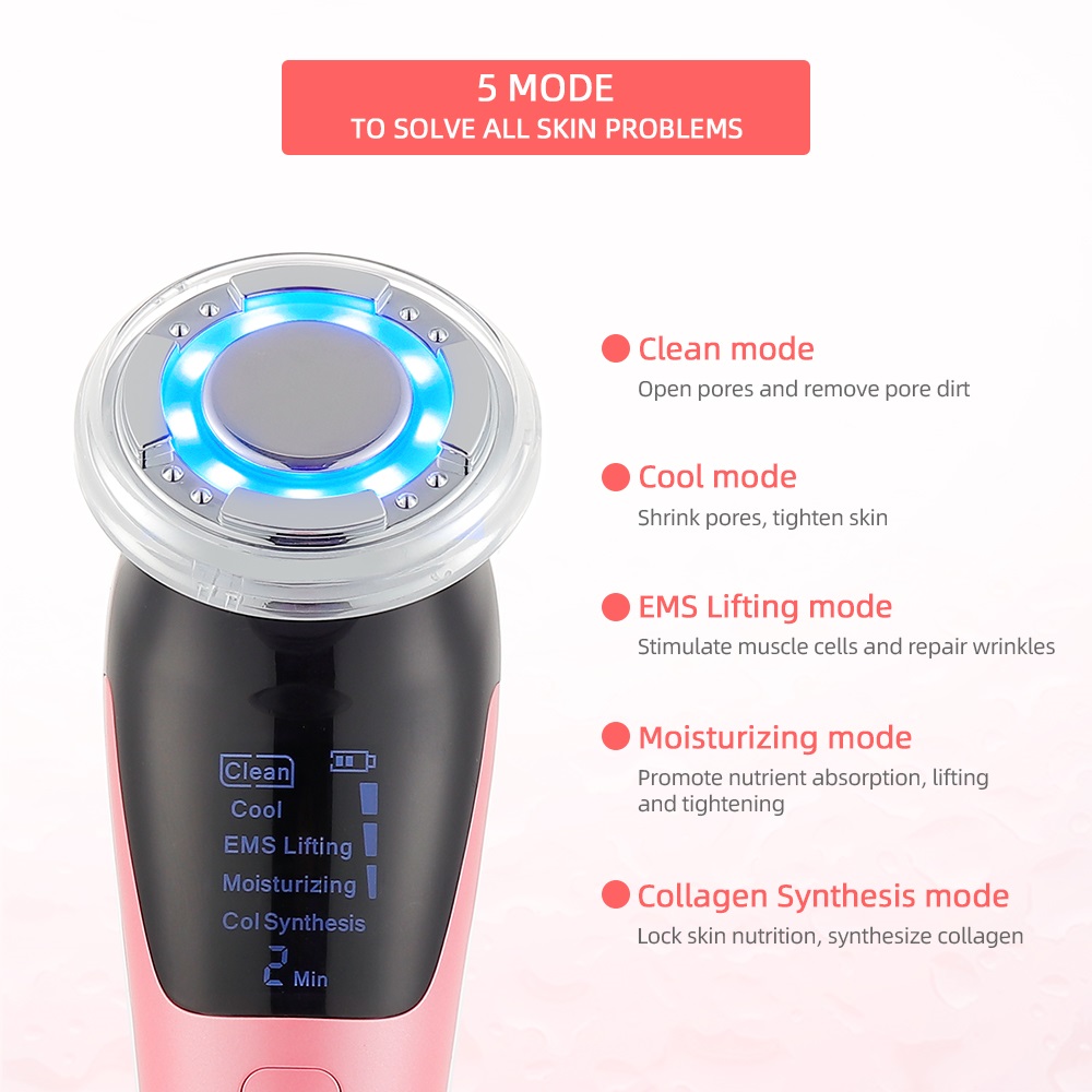 

5 Modes EMS Face Massage LED Photo Therapy Vibration Facial Lifting Sking Rejuvenation Tightening Hot Cool Treatment Skin CareRa