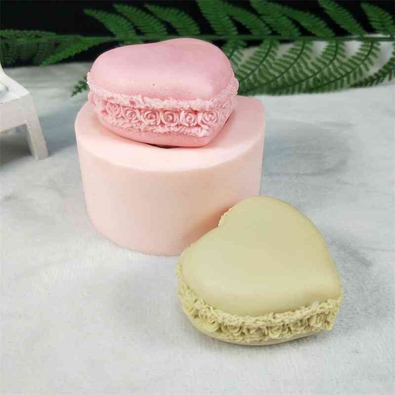 

Macarons Silicone Mold Heart Shaped Soap Molds Gypsum Chocolate Candle Candy Mold Soap Making Clay Resin QT0259 PRZY Love Rose 210408
