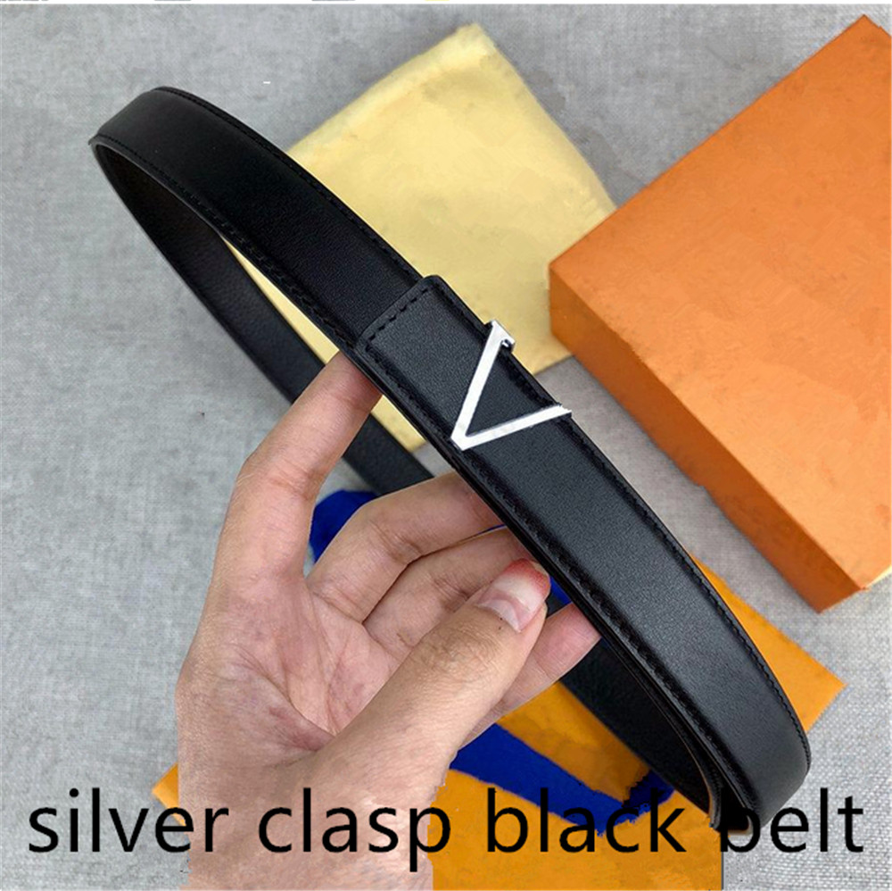 

High quality belt fashion women gold and silver smooth buckle black coffee 2.4cm luxury leather belt wholesale, No box width 2.4cm