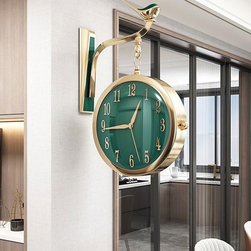 

Wall Clocks Creative Living Room Outdoord Metal Nordic Modern Design Double Sided Wanduhr Decoration HX50NU