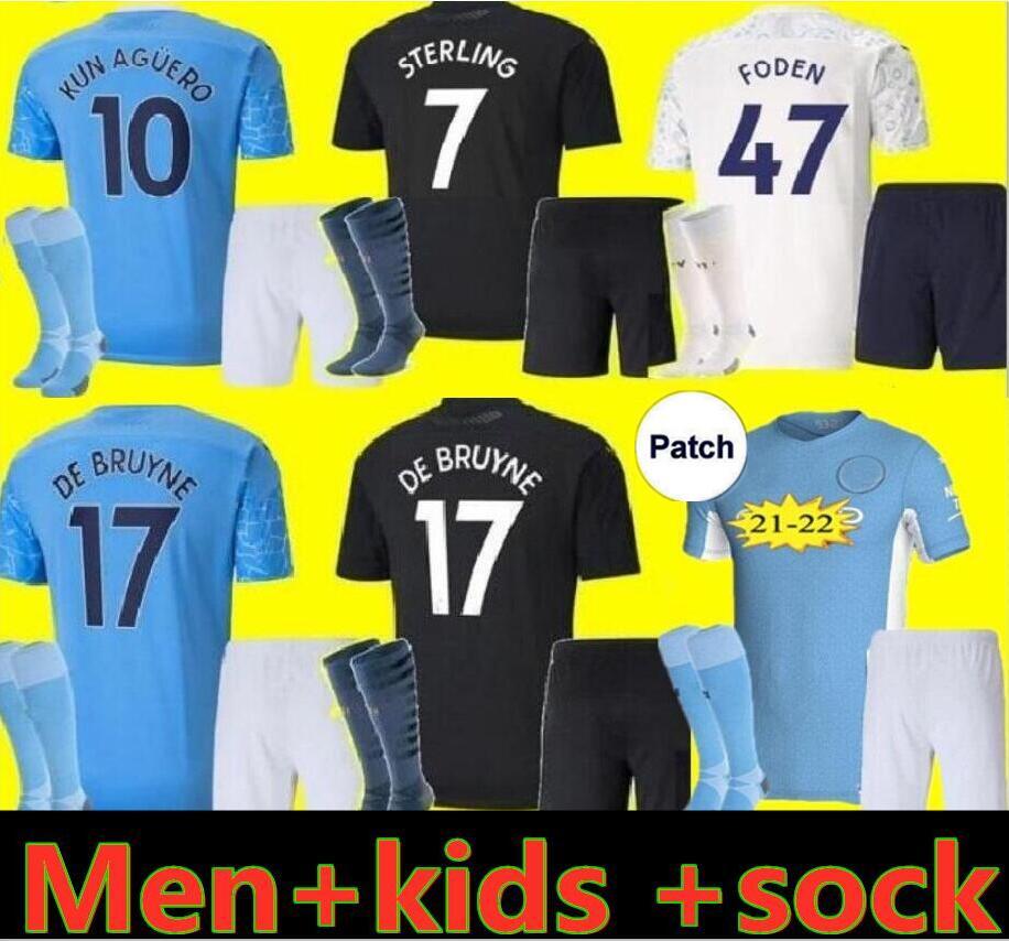 

Adult and kids kits 2021 Manchester soccer jersey 20 21 22 G. JESUS CITY STERLING FERRAN DE BRUYNE KUN AGUERO football shirts MAN uniform, Black;yellow