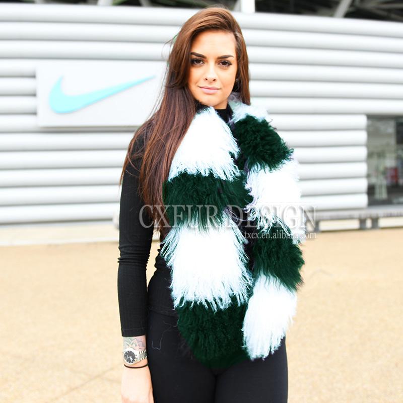 

Scarves CX-S-134E 2021 Women Fashion Real Mongolian Lamb Fur Scarf ~Drop