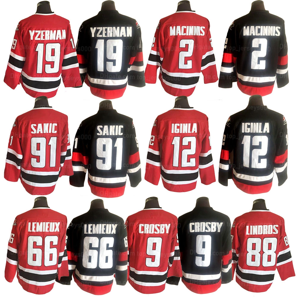 

Custom Fashion Retro Canada Team Jersey 66 Lemieux 9 Crosby 12 Iginla 19 Yzerman 88 Lindros Mens Stitched Red Black Hockey Jerseys Size -4XL