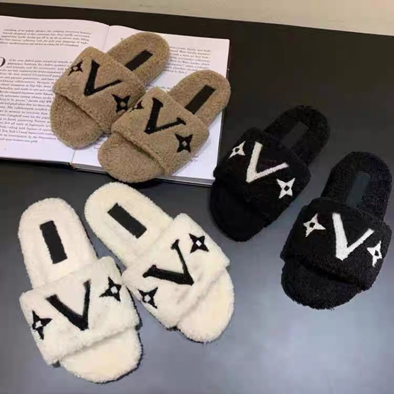 

Designer Luxury Women Love Cotton Slippers lady Slipper Wool Slide Winter fur Fluffy Furry letters Sandals Warm Comfortable Slides Fuzzy