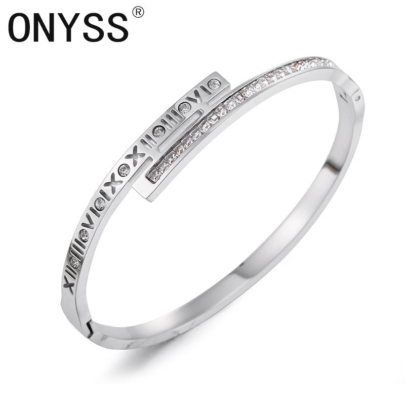 

Fashion High Quality Hollow Out Channel Setting Crystal Silver Bracelets & Bangles Bangle