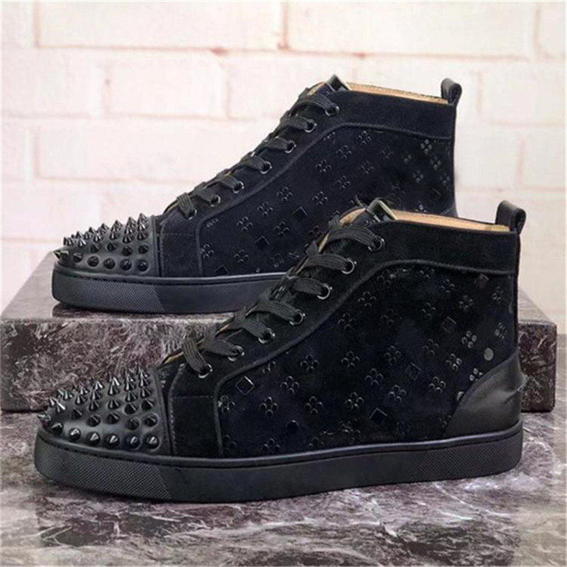 

2021 Men Women Casual Shoes Red Bottom Studded Spikes Trainers Fashion Platform Insider Sneakers Rivets Suede Flat Stylist Shoe High Boots, Color 16