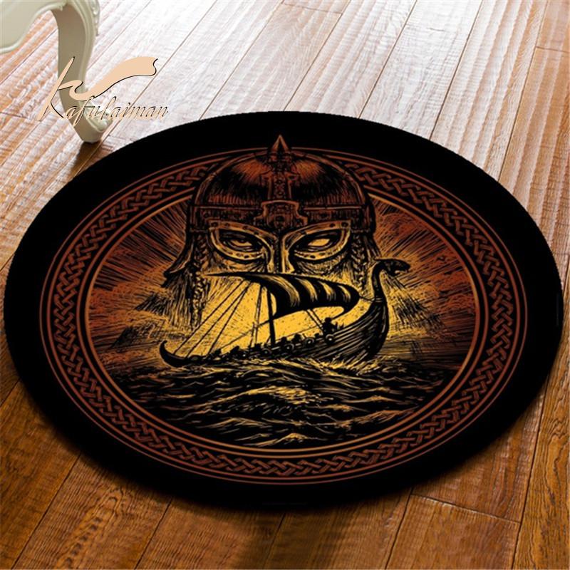 

Carpets Round Nordic Viking Vintage Rug Mat Circle Carpet Bath Black Home Decoration Rugs For Kitchen Living Room, Style j