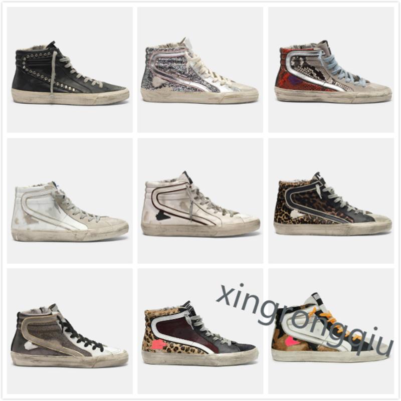 

Golden Slide Sneakers FLAG LTD High Shoe Top Star Italy Deluxe Brand Classic White Do-old Dirty Shoe Designer Women Man Trainers PxF, Star1
