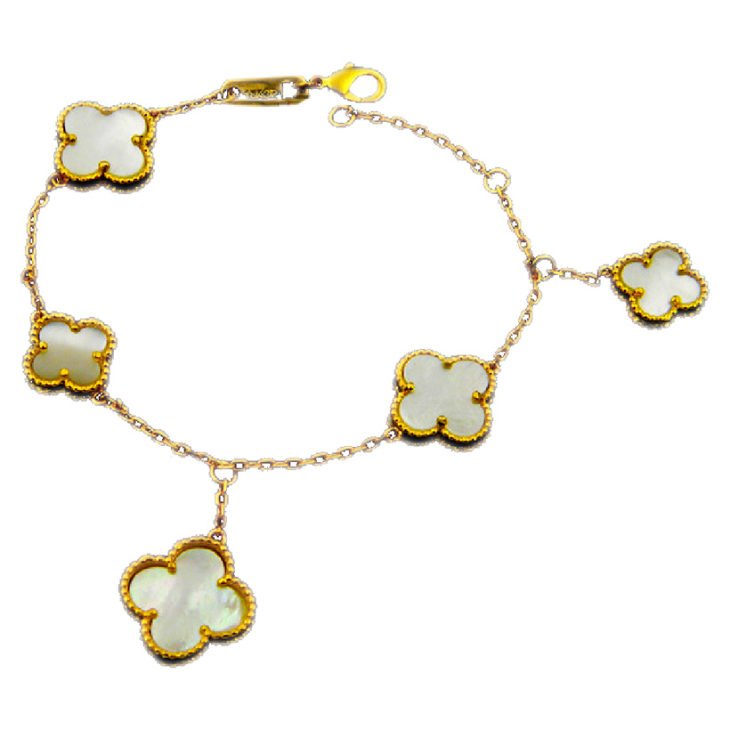 

Fashion Classic 4/Four Leaf Clover Flowers Link Bracelet S925 Silver 18K Gold for Women&Girls Valentine's Mother's Day Engagement, Black