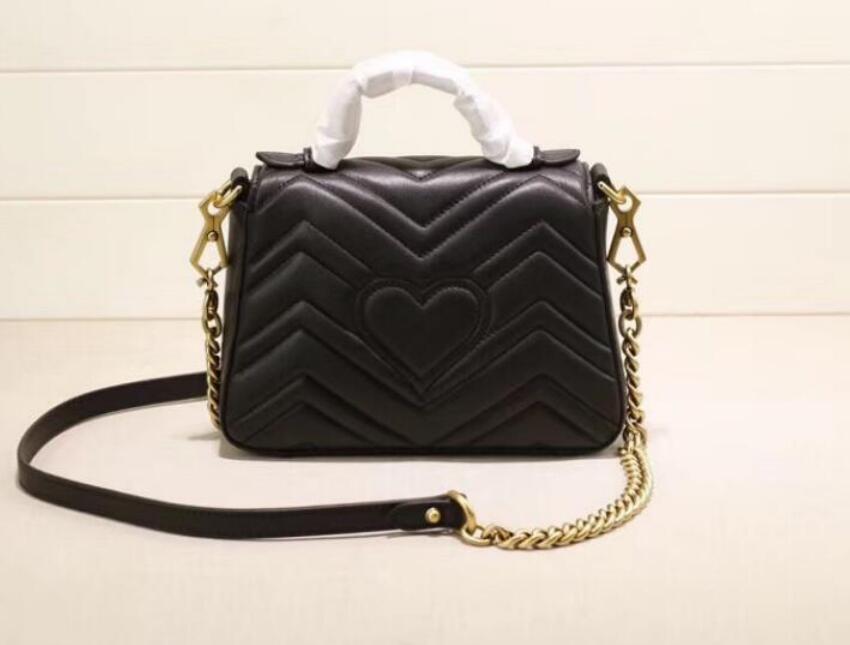 

High quality Women Marmont Shoulder Bag Gold chain Bags Cross body Pure Color Female Tote Crossbody Handbags Wallets Purse 22CM, Red