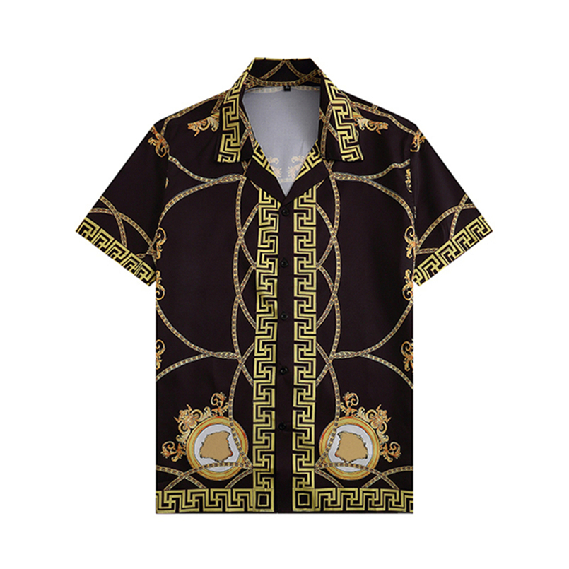 

2022 Mens Summer Designer Shirts Fashion BAROCCOFLAGE Hawaii Floral Print Casual Shirt Men Slim Fit Short Sleeve Beach Clothing, As the picture shows