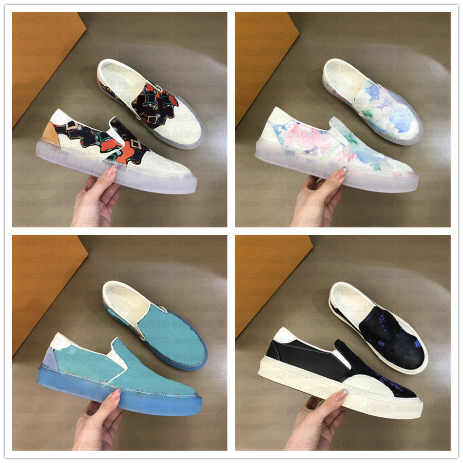 

Ollie Slip-on Trainers Skate Shoe Jacquard Textil Printed Men Designer Sneaker Ink Watercolor Monograms Flower Canvas Bi-Color Calfskin Leather Rubber outsole