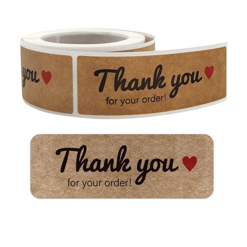 

Gift Wrap 120pcs/roll Rectangle Sticker Thank You For Your Order Label Self Adhesive Paper Small Business Packaging Supplies Decor
