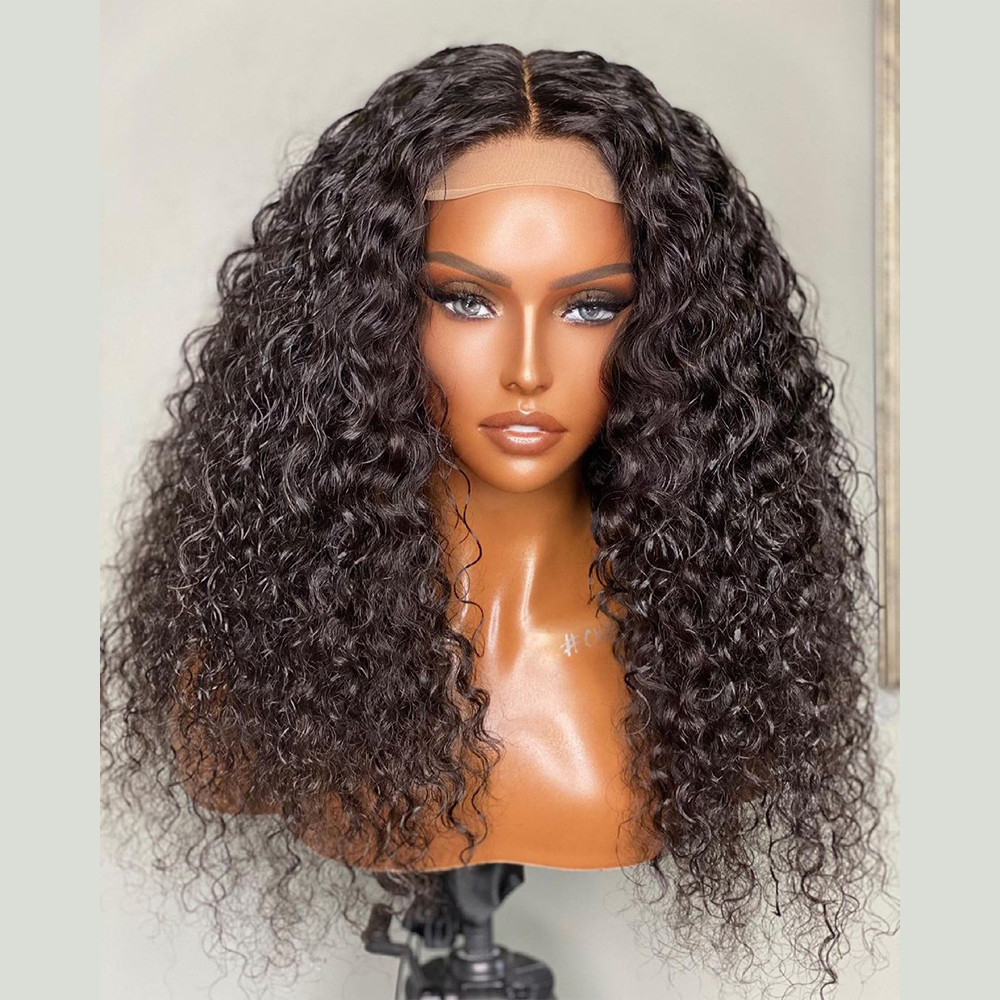 

NEW 13x5.5 Lace Front Water Wave Wigs 100% Human Hair Curly Wig Virgin Brazilian Pre Plucked 150% Density For Black Women Bleached Knots, Natural color