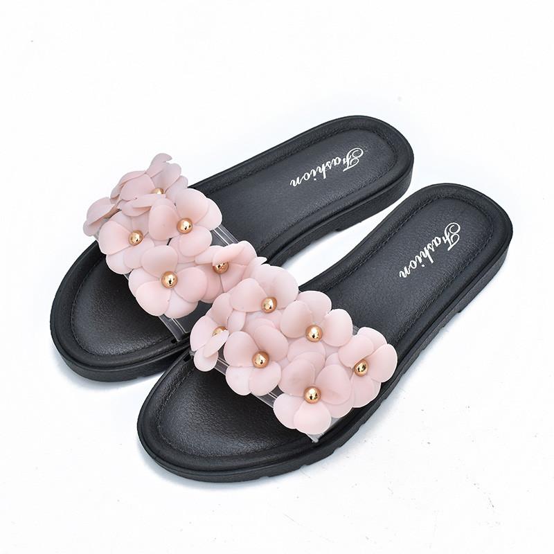 

Summer Shoes Woman Sandals Fashion Flowers Jelly Women Flat Slippers Outdoor Casual Ladies Beach XKD8002, Pink
