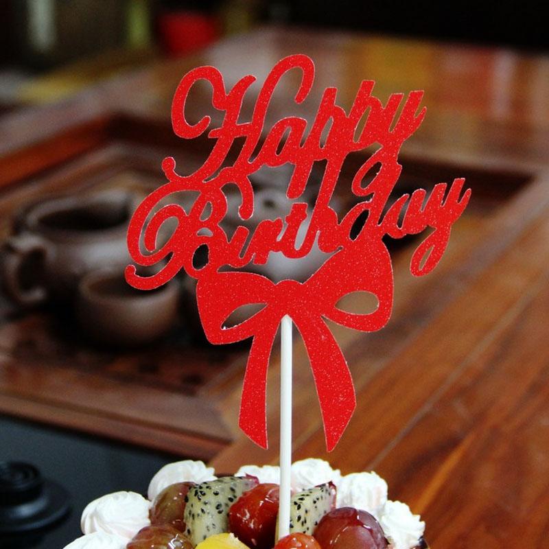 

Other Festive & Party Supplies 5Pcs/Set Acrylic Happy Birthday Cake Topper Gold Flags For Mom Daddy Decorations