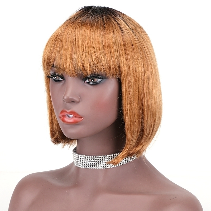 

real Babble show mechanism wig women Bobo headset blonde straight human hair, 8inch