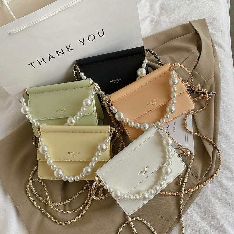 

Pearl Small Crossbody Bags For Women 2021 Elegant Sweet Shoulder Handbags Female Travel Chain Cross Body Bag, Black