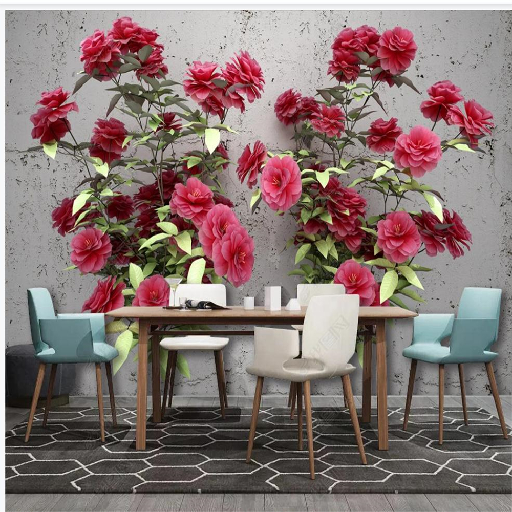 

customized 3d murals wallpaper for living room Pink flowers background wall
