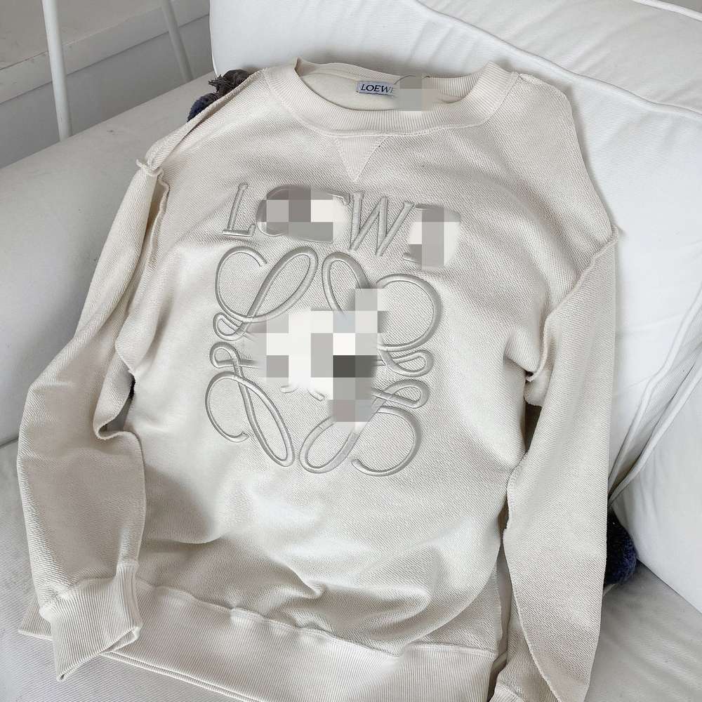 

New Loe Luojia Letter Embroidery Lovers Loose Crew Neck Sweater for Women, Black