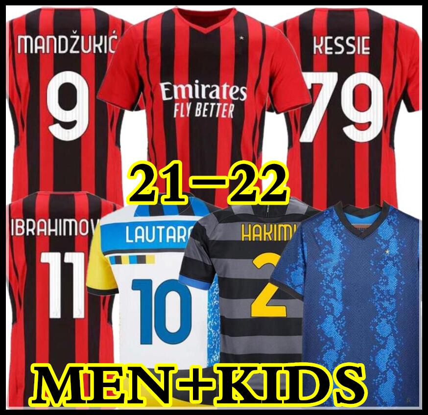 

21 22 AC Soccer milan IBRAHIMOVIC jerseys 2021 TONALI Kessie BENNACER THEO Men kid sets football Kits Inter BARELLA LAUTARO LUKAKU HAKIMI KOLAROV, Kids size