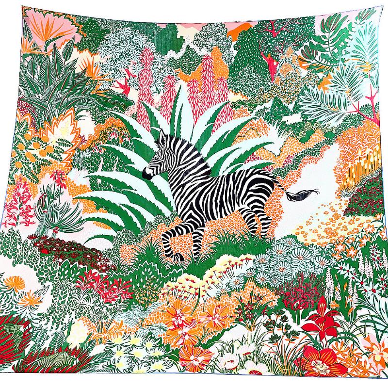 

Scarves Luxury 130cm Plant Zebra Square Scarf Floral Women's Silk Brand Flower Shawl Foulard Satin Handkerchief Bandana