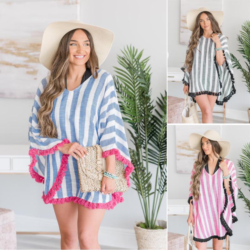 

Style Fashion Women Stripe Sling Backless Swimwear Scarf Beach Cover Up Wrap Sarong Long Dress Sarongs