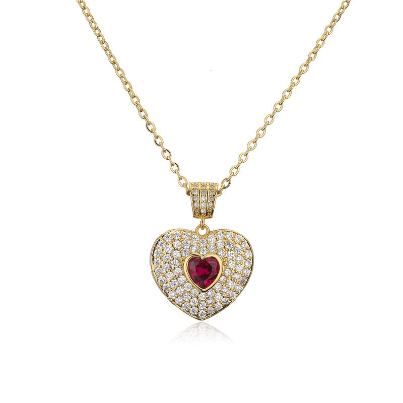 

Pendant Necklaces 18K Gold Plated Copper Love Heart Necklace Cubic Zirconia For Women Men Long Chain Choker Jewelry Gift, Silver