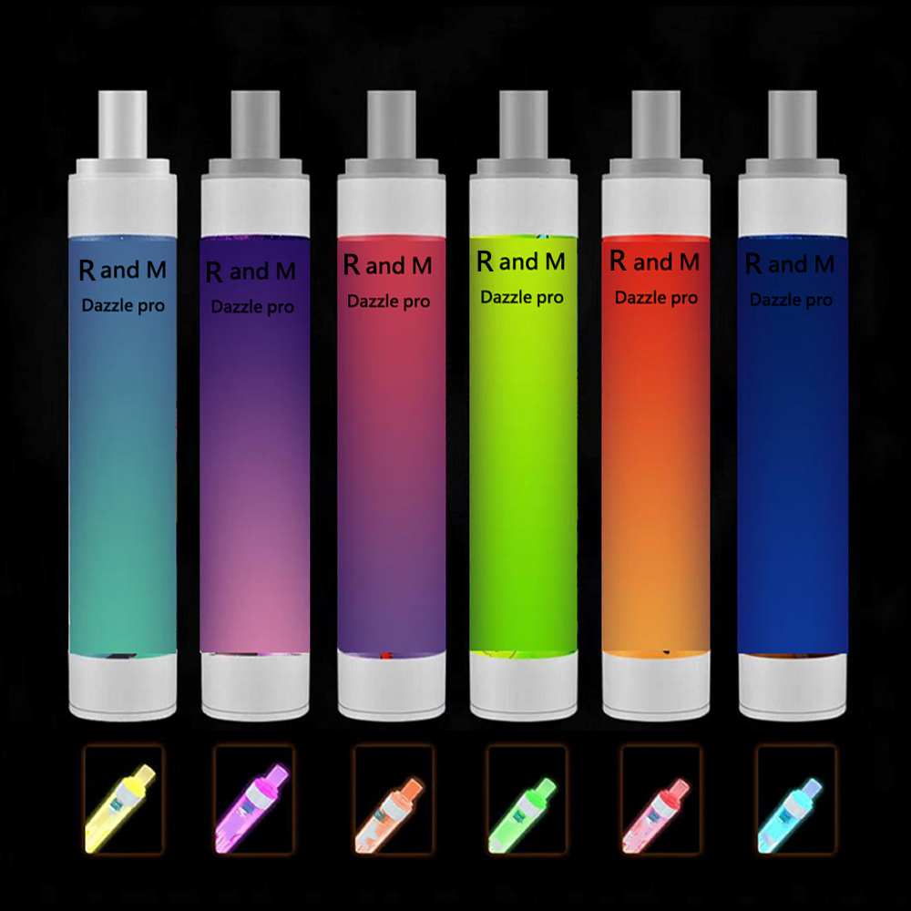 

superior quality disposable electronic cigarette r and m dazzle pro vape pen device e-cigarettes 2600 Puffs Pods colorful flash light Rechargeable 1100mAh