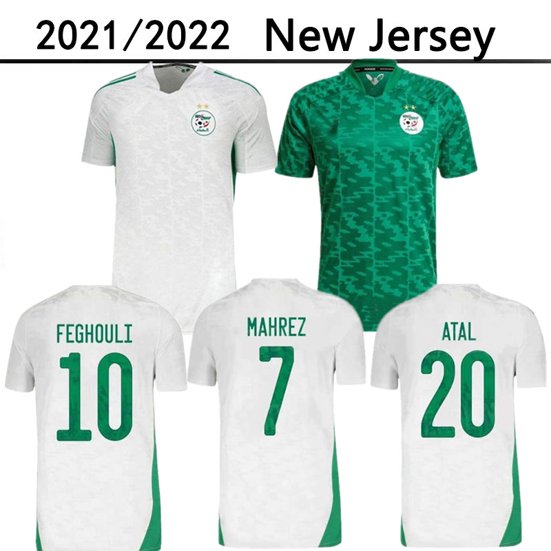 

Algerie 2021 home white away green Soccer Jerseys MAHREZ FEGHOULI BENNACER ATAL 20 21 Algeria football shirt men maillot de foot