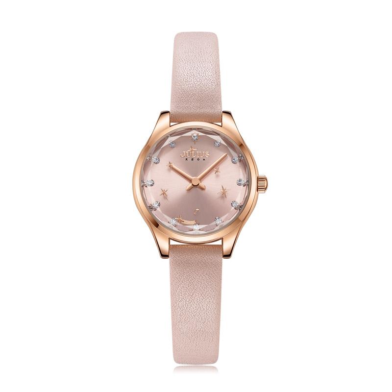 

Wristwatches Rotating Star Second Hand Julius Lady Women's Watch Japan Movt Elegant Fashion Hours Clock Real Leather Bracelet Girl's Gift Bo, White