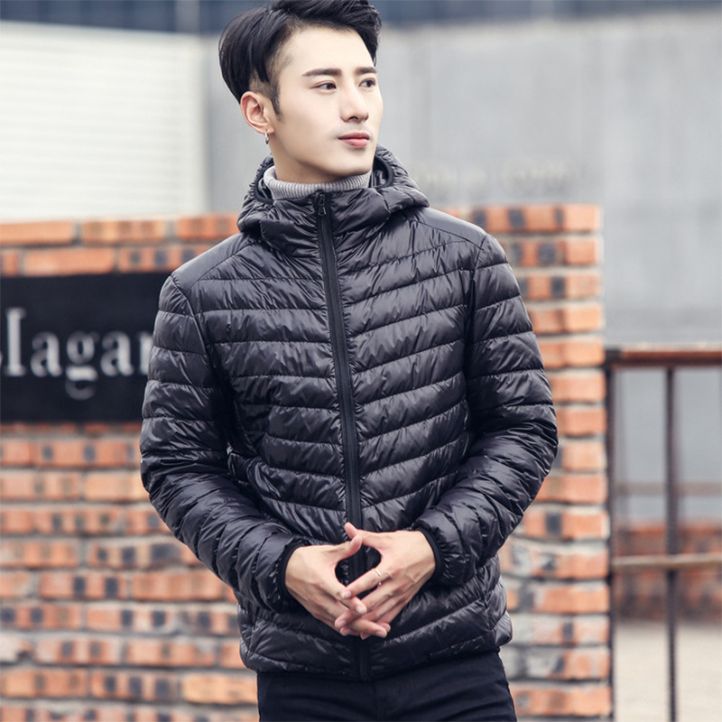 

Men's All-Season Ultra Lightweight Packable Down Jacket Water and Wind-Resistant Breathable Coat Big Size Men Hoodies Jackets, Black