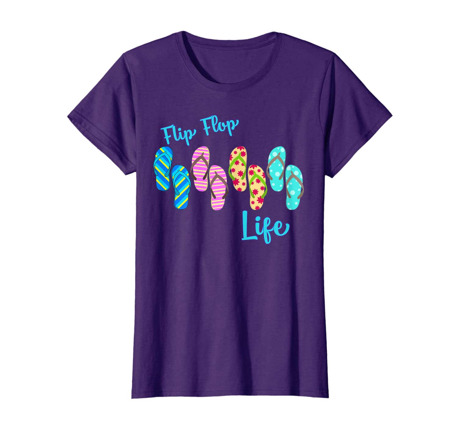 

Womens Flip Flop Life Beach T-Shirt, White;black