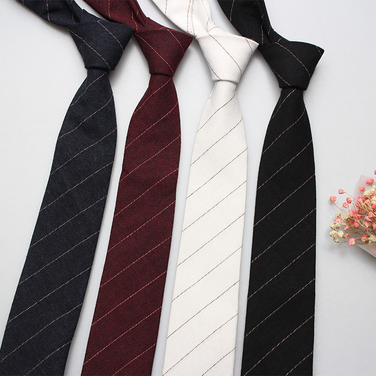 

Mens Tie Spot 6cm Korean Style Solid Color Striped Narrow Casual Small Necktie Factory Wholesale