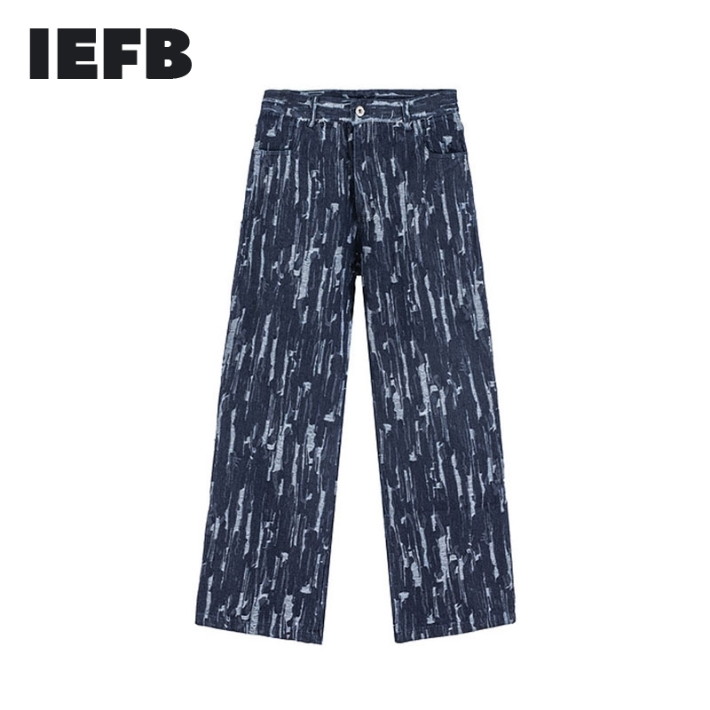 

IEFB High Street Men's Retro Jeans Baggy Straight Wide Leg Pants Hip Hop Casual Denim Trousers For Couple Spring 9Y5928 210524, Blue