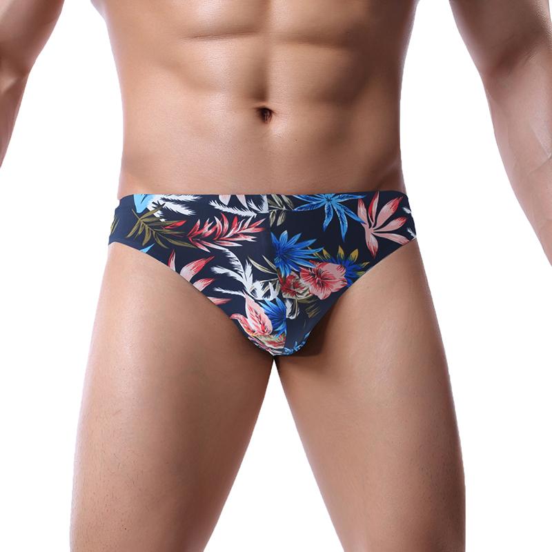 

Underpants Sexy Men Printed Briefs Jockstrap Ice Silk Slip Homme Seamless Underwear Sissy Panties Calzoncillos Hombre Plus Size, Black;white