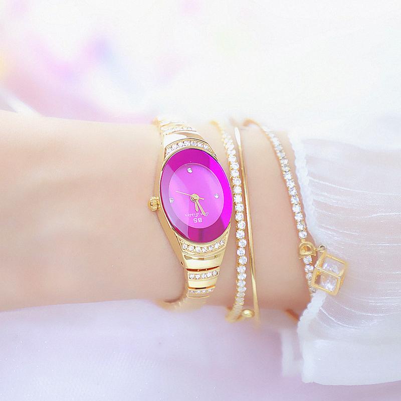 

Wristwatches 2021 Women Watches Quartz Small Ladies Red Rose Gold Diamond Bracelet Watch Fashion Brand Female Clock, White