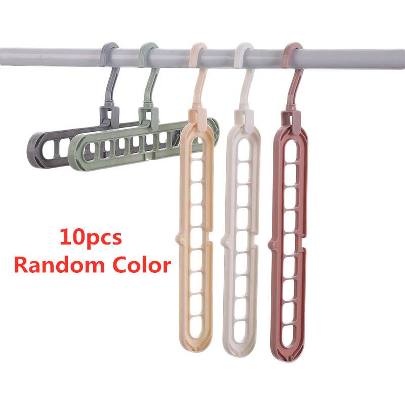 

10pcs Magic Multi-port Support Circle Clothes Hanger Drying Rack Multifunction Plastic Home Storage Hangers & Racks
