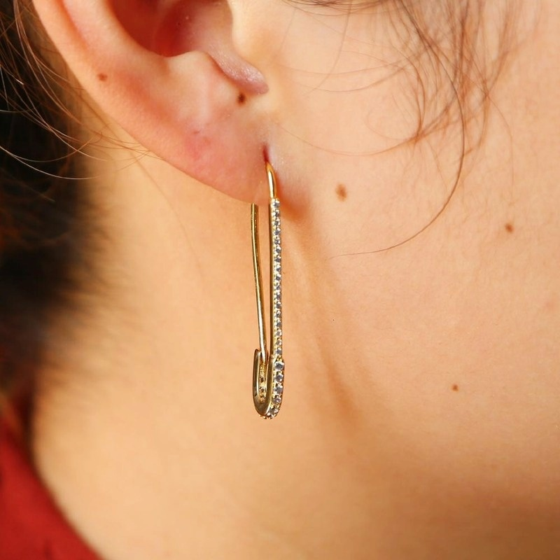 Unique Designer Paperclip Safety Pin Studs Fashion Elegant Women Jewelry Gold Filled Delicate Earrings New-image-713248634