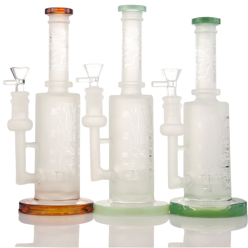 

Frosted Recycler Glass Bong Water Pipes Thickness Bent Tube Dab Rig Mini Oil Rigs 14mm Joint