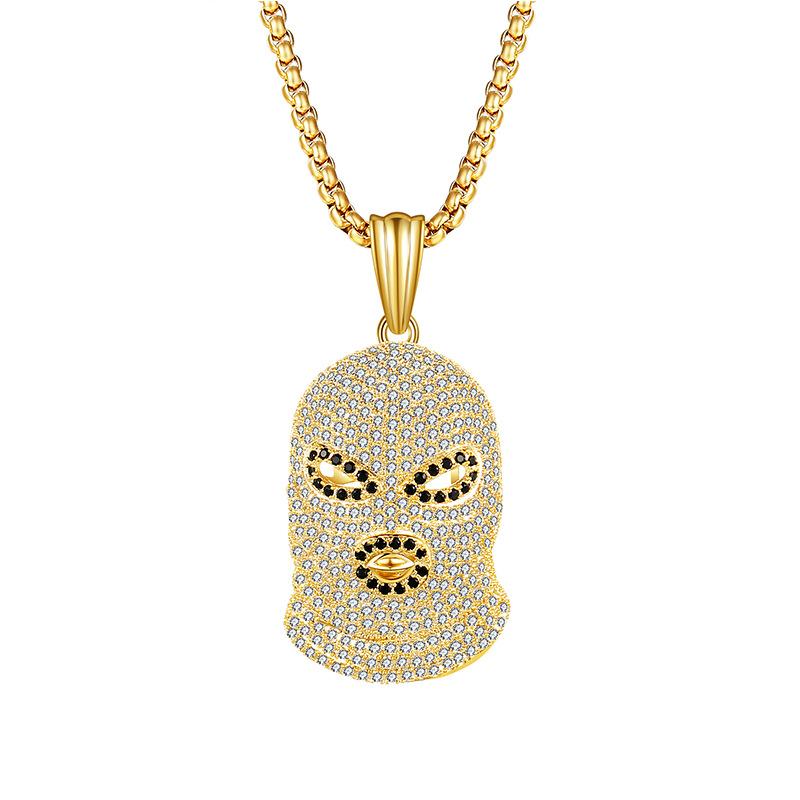 Pendant Necklaces Fashion Personality Necklace 2021 Creative Anti-terrorism Hood Mask Inlaid Cubic Zirconia Chain Hip-hop Rap Rock Jew-image-708060928